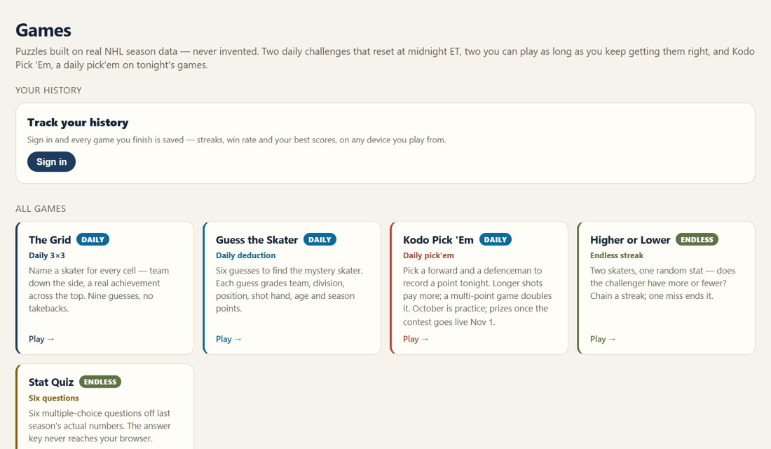 The Kodo Games hub
