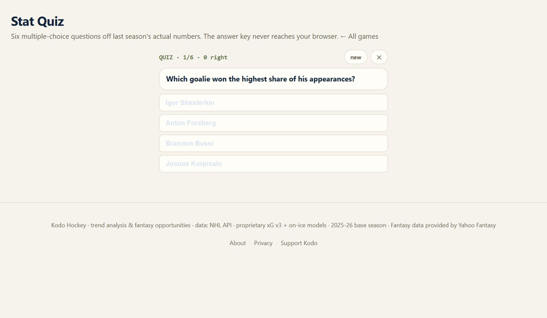 Stat Quiz screenshot